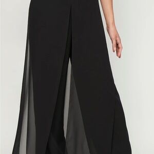 Women's Black Wide-Leg Tie-pants.